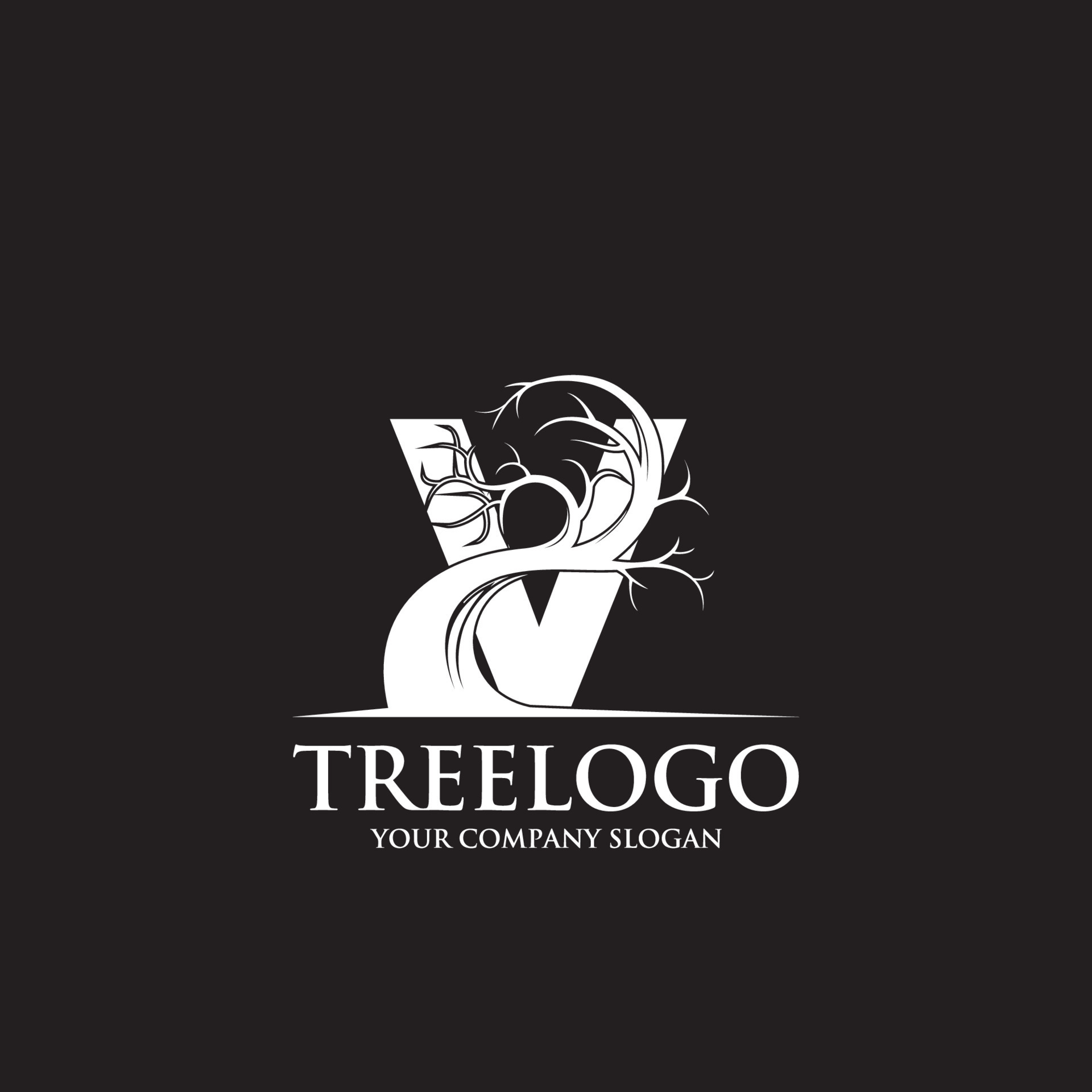 Creative tree letter V Logo design inspiration vector art 12050499