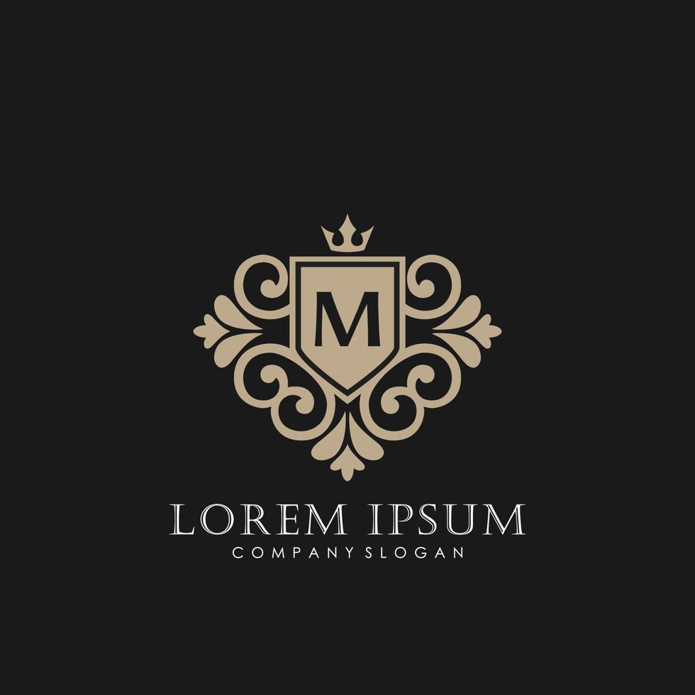 plantilla de logotipo de lujo con letra inicial m en arte vectorial para restaurante, realeza, boutique, cafetería, hotel, heráldica, joyería, moda y otras ilustraciones vectoriales. vector