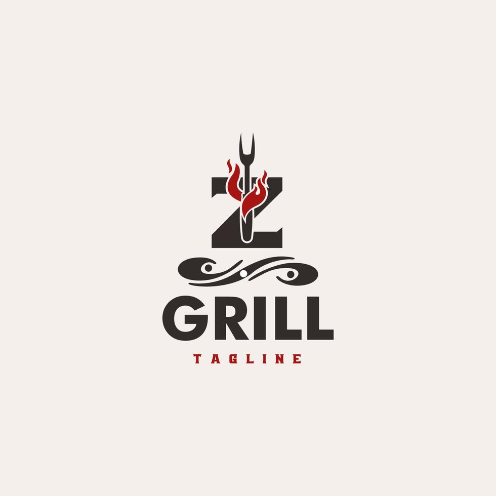 z letter grill básico y elegante mínimo diseño artístico basado en icono logo vector