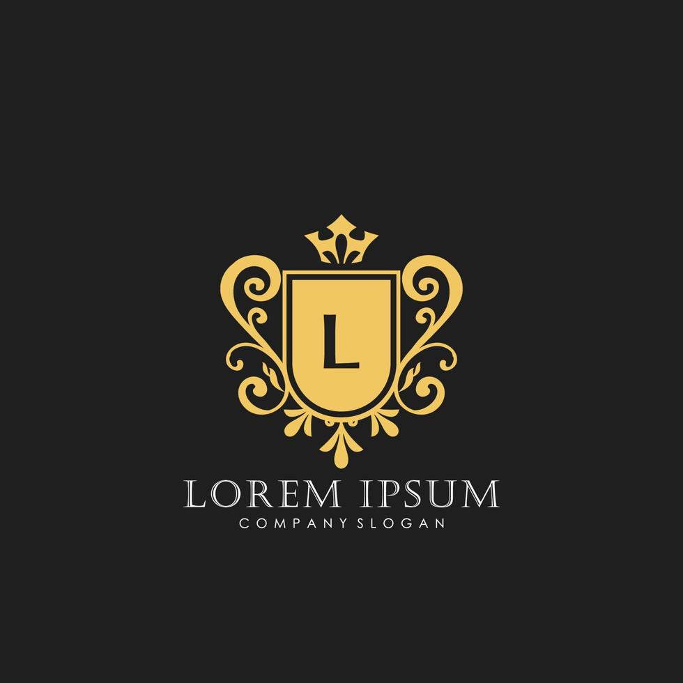 L Initial Letter Luxury Logo template in vector art for Restaurant, Royalty, Boutique, Cafe, Hotel, Heraldic, Jewelry, Fashion and other vector illustration.