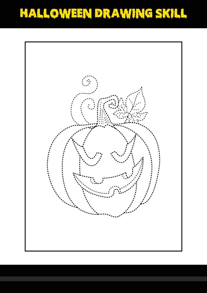 Halloween drawing skill for kids. Halloween drawing skill coloring page for kids. vector