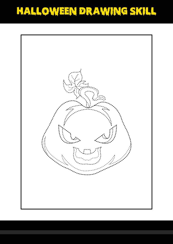 Halloween drawing skill for kids. Halloween drawing skill coloring page for kids. vector