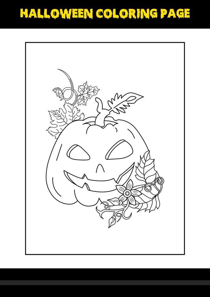 Halloween coloring page for kids. Line art coloring page design for kids. vector