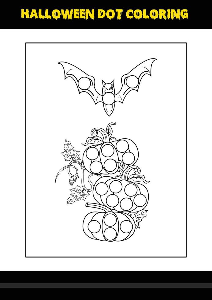 Halloween dot coloring page for kids. Line art coloring page design for kids. vector