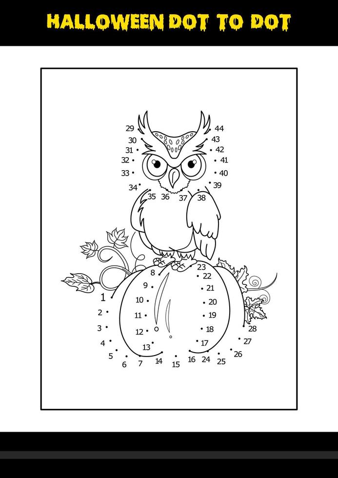 Halloween dot to dot coloring page for kids. Line art coloring page design for kids. vector