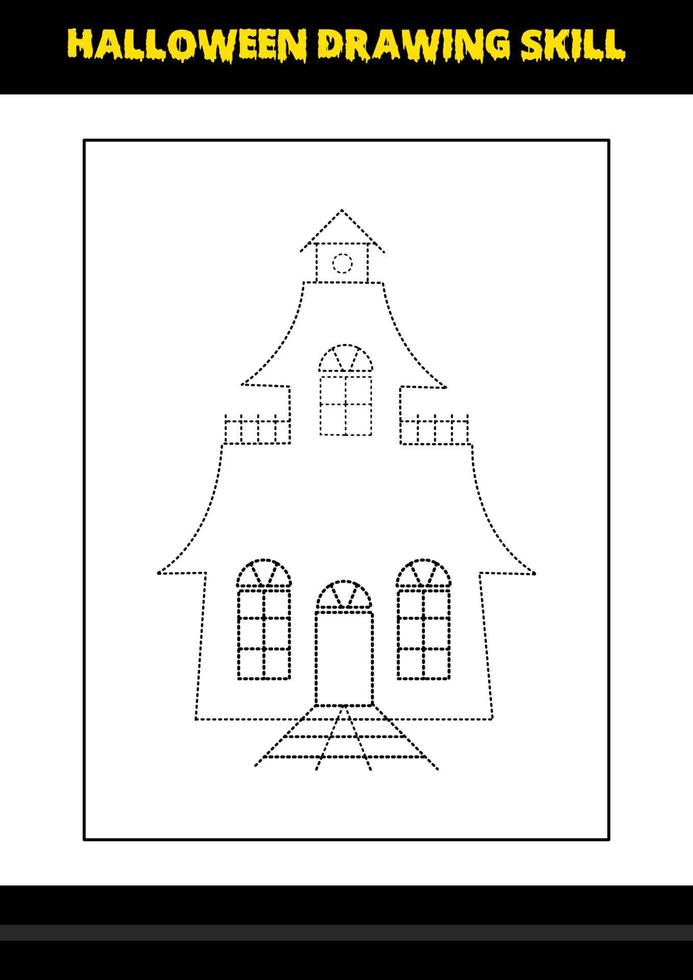 Halloween drawing skill for kids. Halloween drawing skill coloring page for kids. vector
