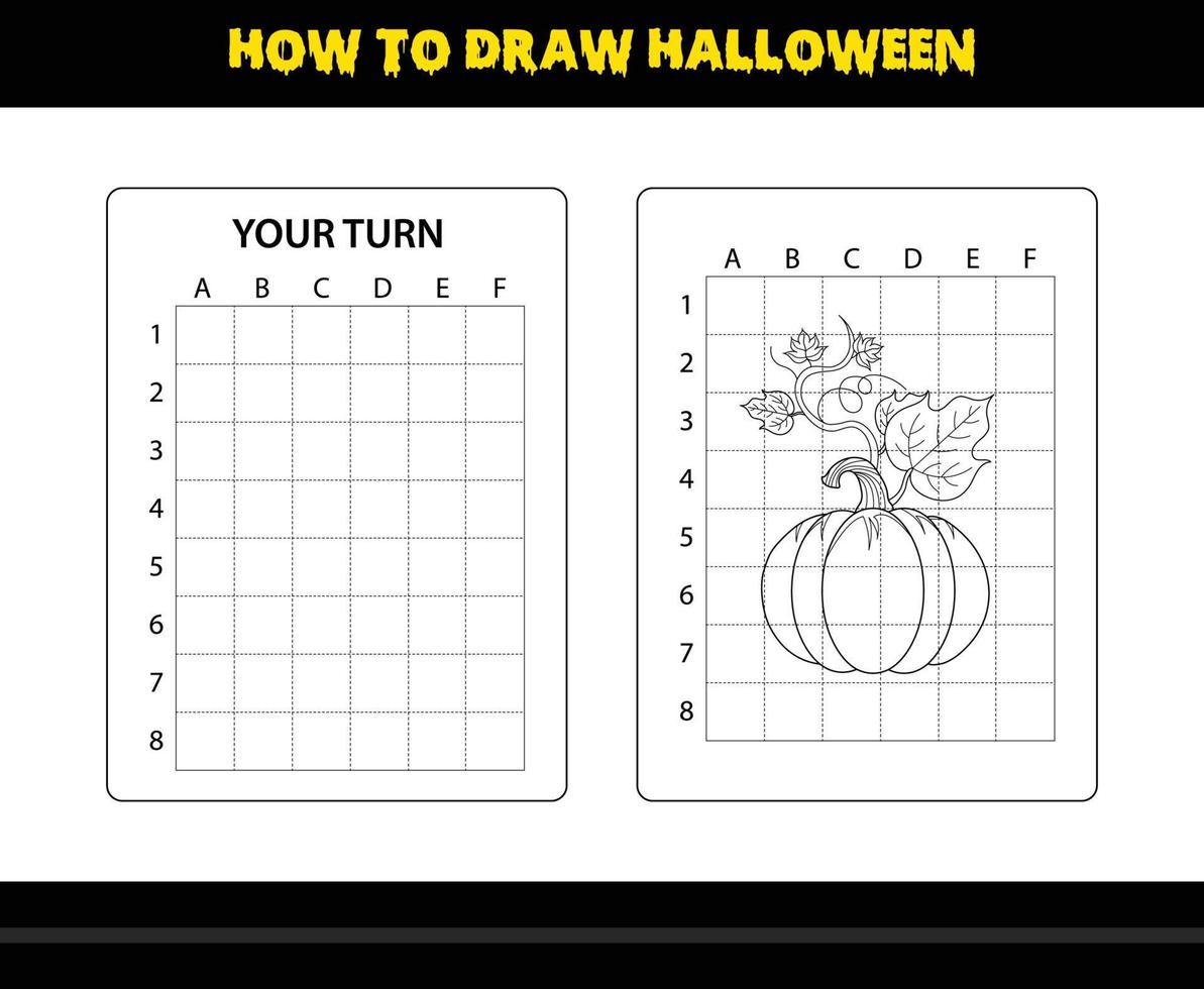 How to draw Halloween for kids. Halloween drawing skill coloring page for kids. vector