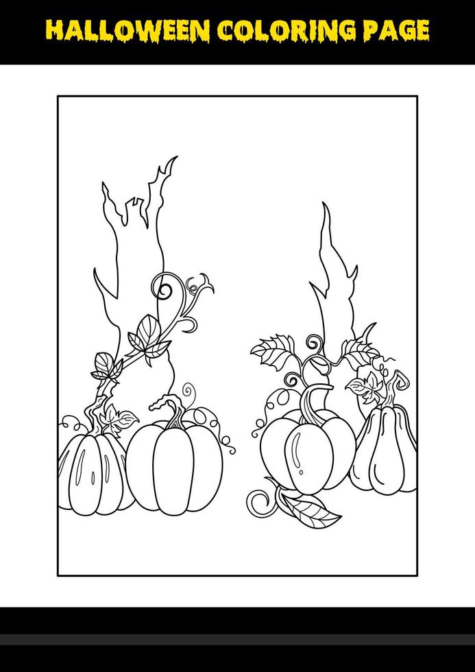 Halloween coloring page for kids. Line art coloring page design for kids. vector