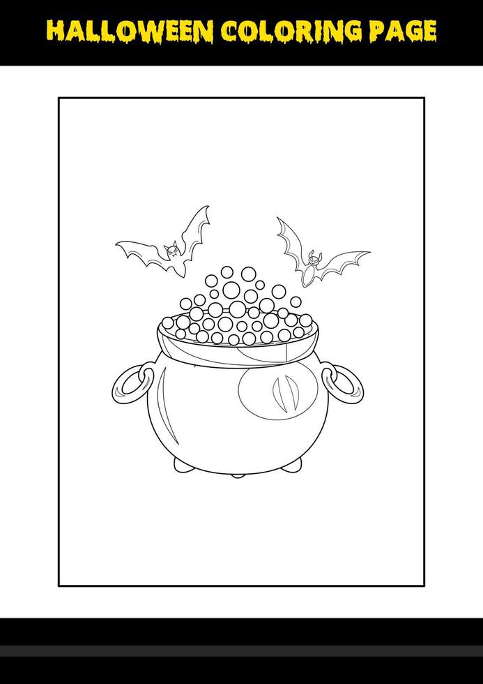 Halloween coloring page for kids. Line art coloring page design for kids. vector