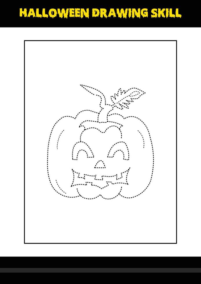Halloween drawing skill for kids. Halloween drawing skill coloring page for kids. vector