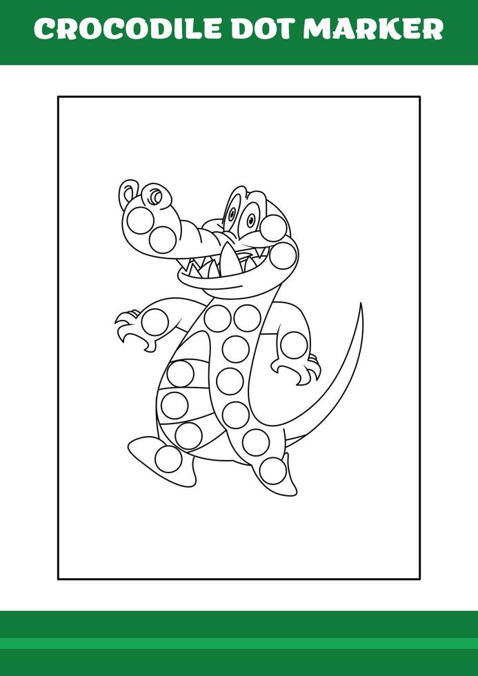 Education dot marker for children. Crocodile dot marker Coloring Page for kids vector