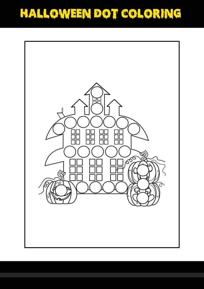 Halloween dot coloring page for kids. Line art coloring page design for kids. vector
