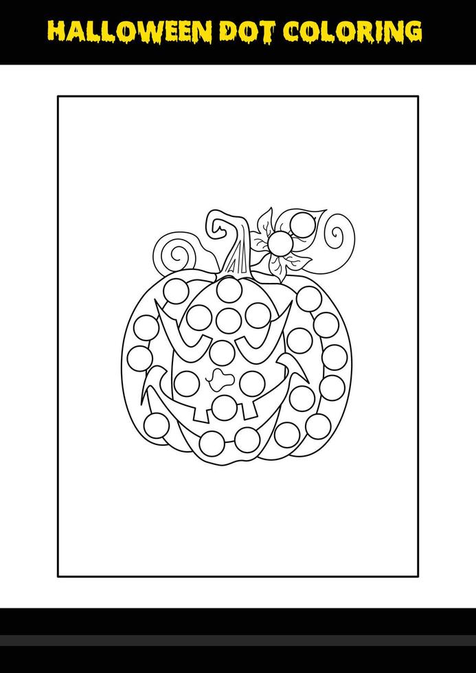 Halloween dot coloring page for kids. Line art coloring page design for kids. vector