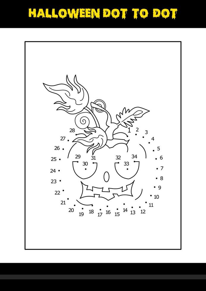 Halloween dot to dot coloring page for kids. Line art coloring page design for kids. vector