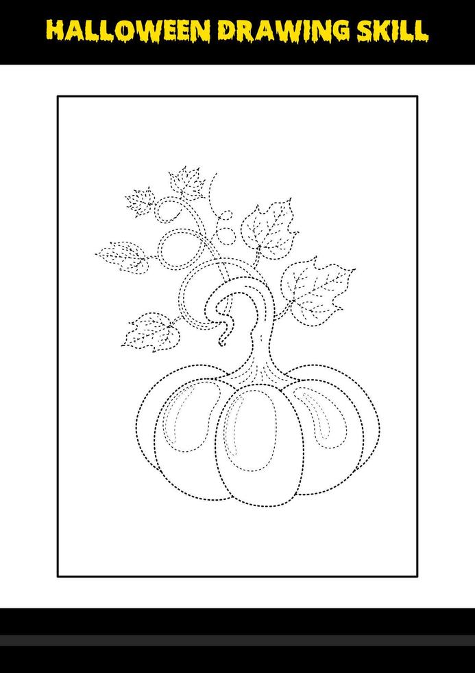 Halloween drawing skill for kids. Halloween drawing skill coloring page for kids. vector