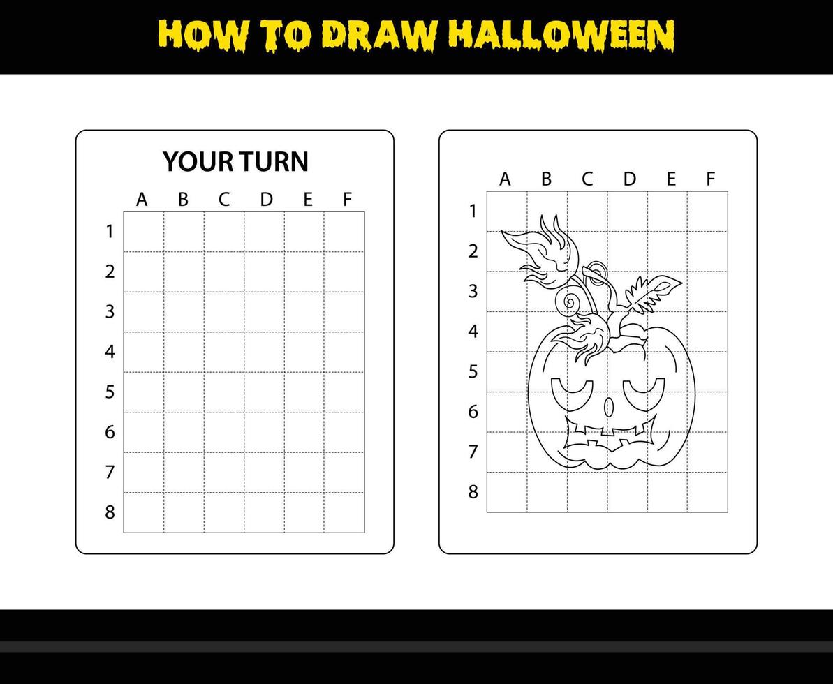 How to draw Halloween for kids. Halloween drawing skill coloring page for kids. vector