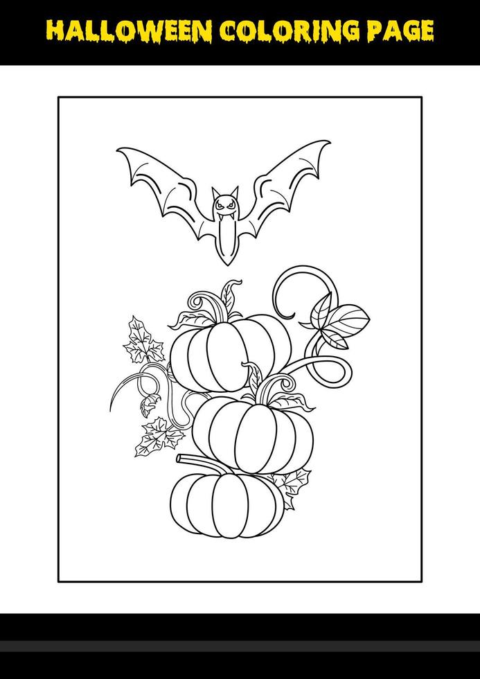 Halloween coloring page for kids. Line art coloring page design for kids. vector