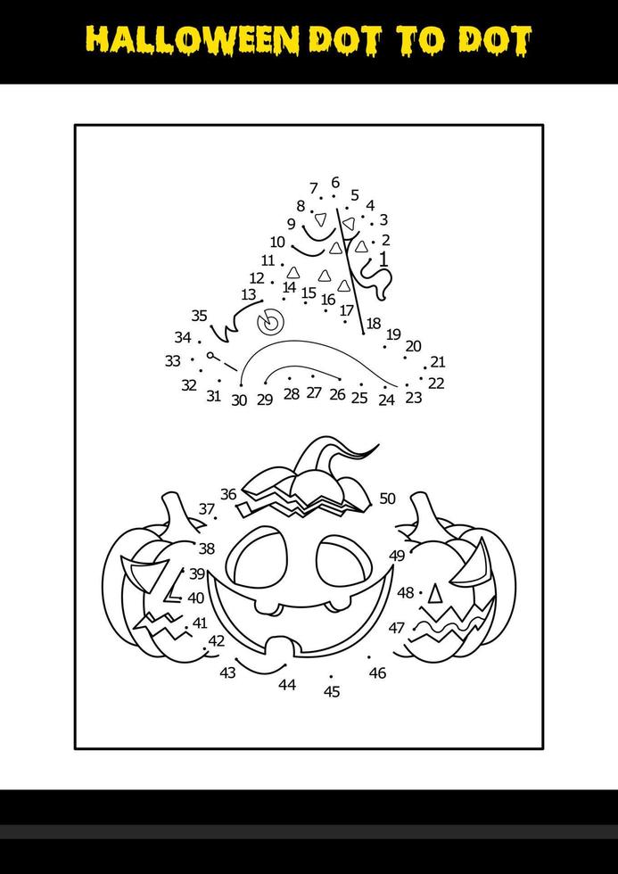 Halloween dot to dot coloring page for kids. Line art coloring page design for kids. vector