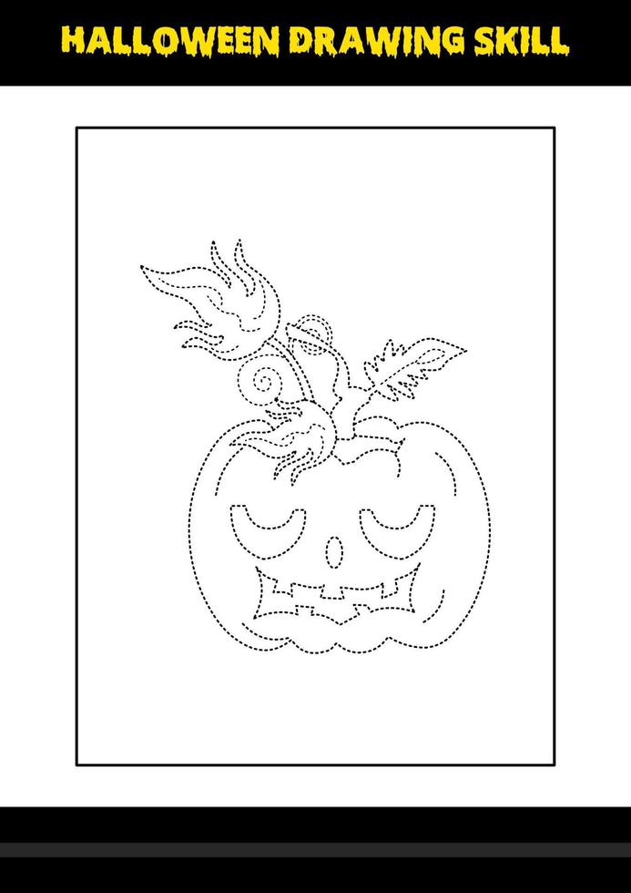 Halloween drawing skill for kids. Halloween drawing skill coloring page for kids. vector