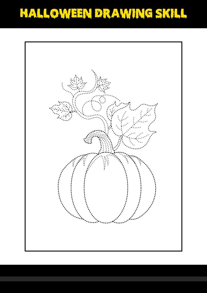 Halloween drawing skill for kids. Halloween drawing skill coloring page for kids. vector