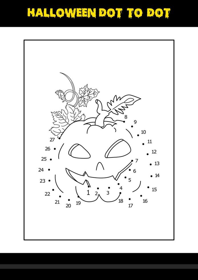 Halloween dot to dot coloring page for kids. Line art coloring page design for kids. vector