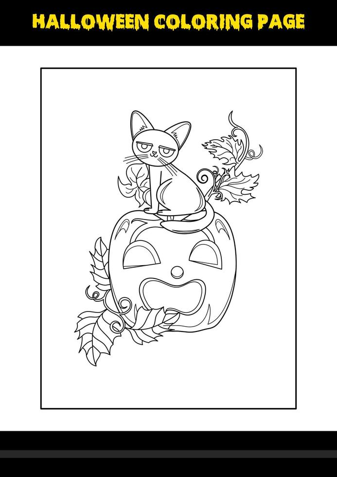 Halloween coloring page for kids. Line art coloring page design for kids. vector