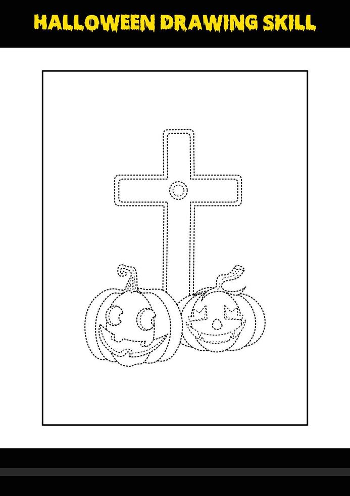 Halloween drawing skill for kids. Halloween drawing skill coloring page for kids. vector
