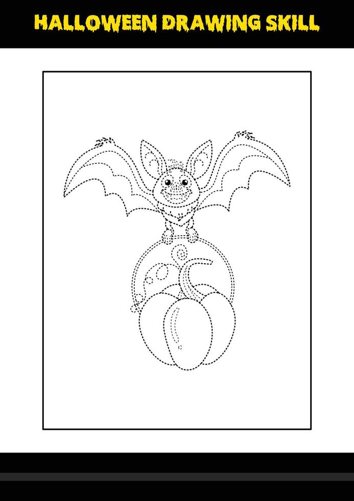 Halloween drawing skill for kids. Halloween drawing skill coloring page for kids. vector