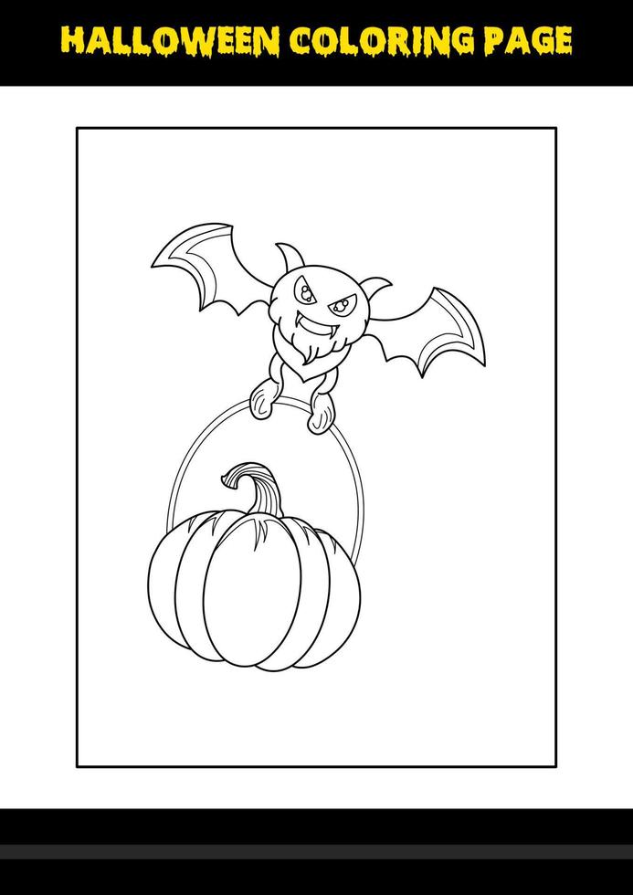 Halloween coloring page for kids. Line art coloring page design for kids. vector