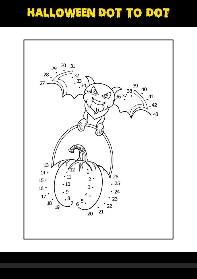 Halloween dot to dot coloring page for kids. Line art coloring page design for kids. vector