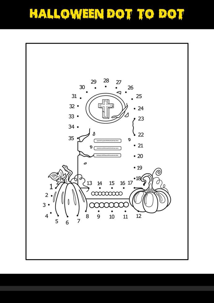 Halloween dot to dot coloring page for kids. Line art coloring page design for kids. vector