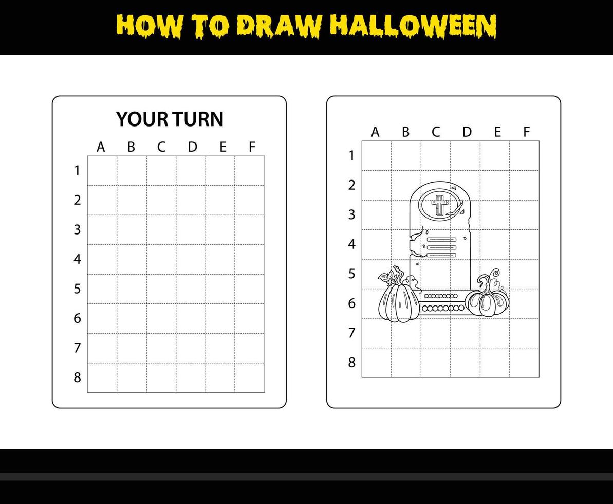 How to draw Halloween for kids. Halloween drawing skill coloring page for kids. vector