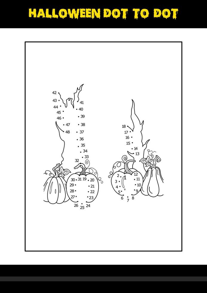 Halloween dot to dot coloring page for kids. Line art coloring page design for kids. vector