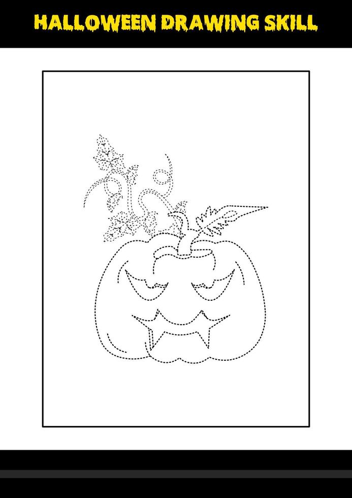 Halloween drawing skill for kids. Halloween drawing skill coloring page for kids. vector