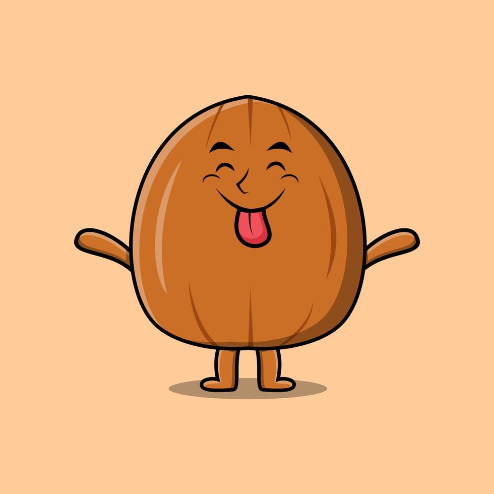 Cute cartoon almond nut with flashy expression vector