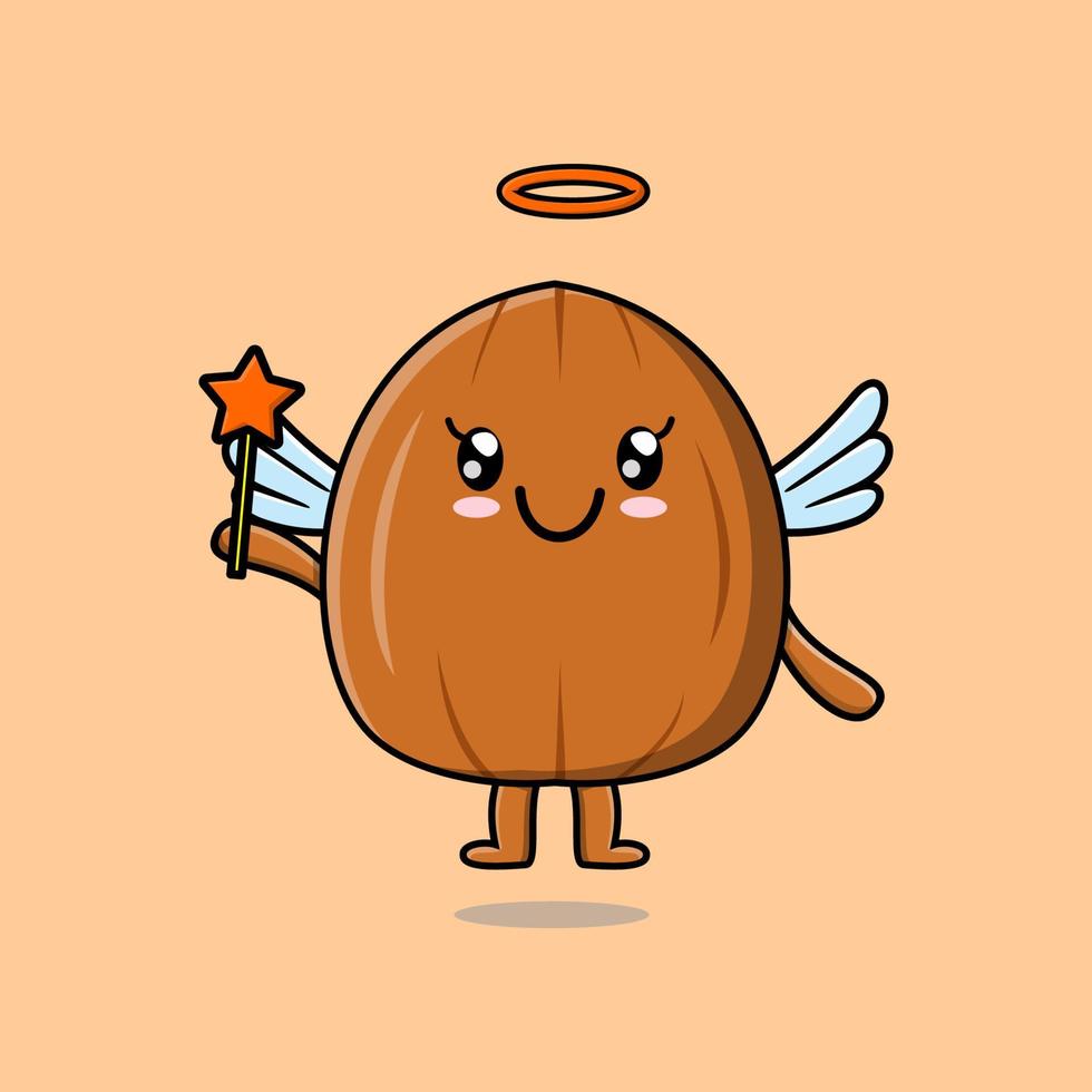 Cute Cartoon Almond nut in the form of fairy vector