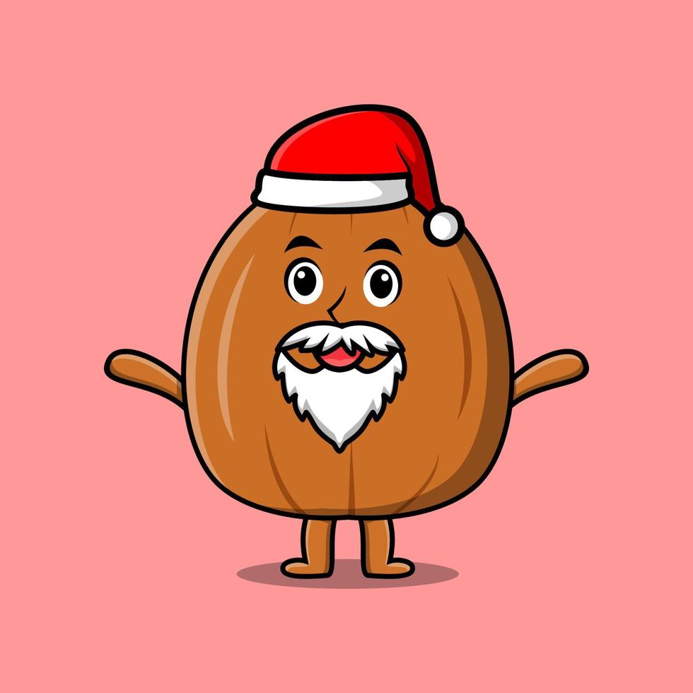 lindo personaje de dibujos animados almendra nuez santa claus vector