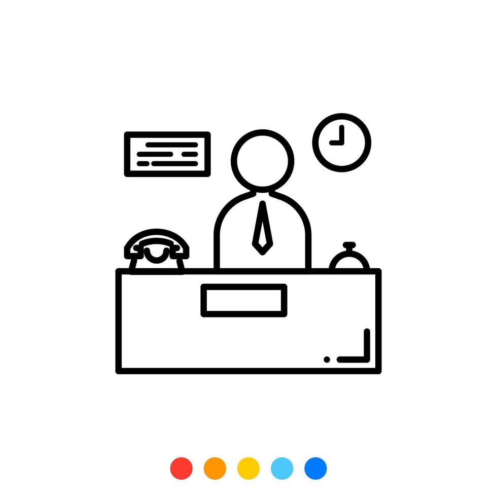 Front desk or Reception icon, Vector and Illustration.