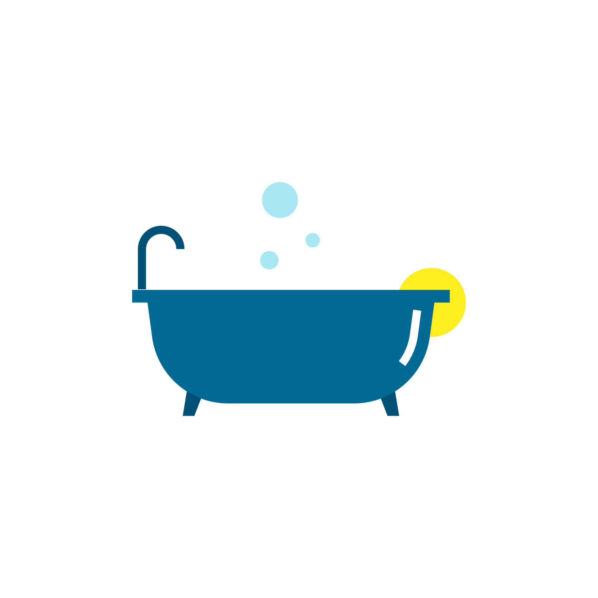 Bathtub with faucet flat element design, Vector and Illustration