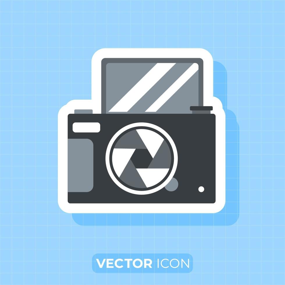 A small camera that can flip the screen up, icon, Flat design element. vector