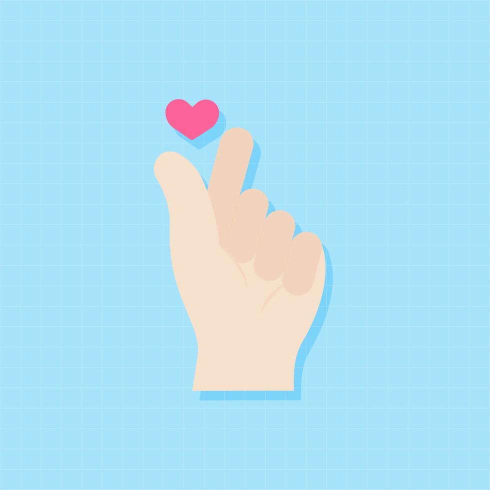 un mini dedo del corazón o un elemento de diseño plano de signo de mano de amor, vector e ilustración.