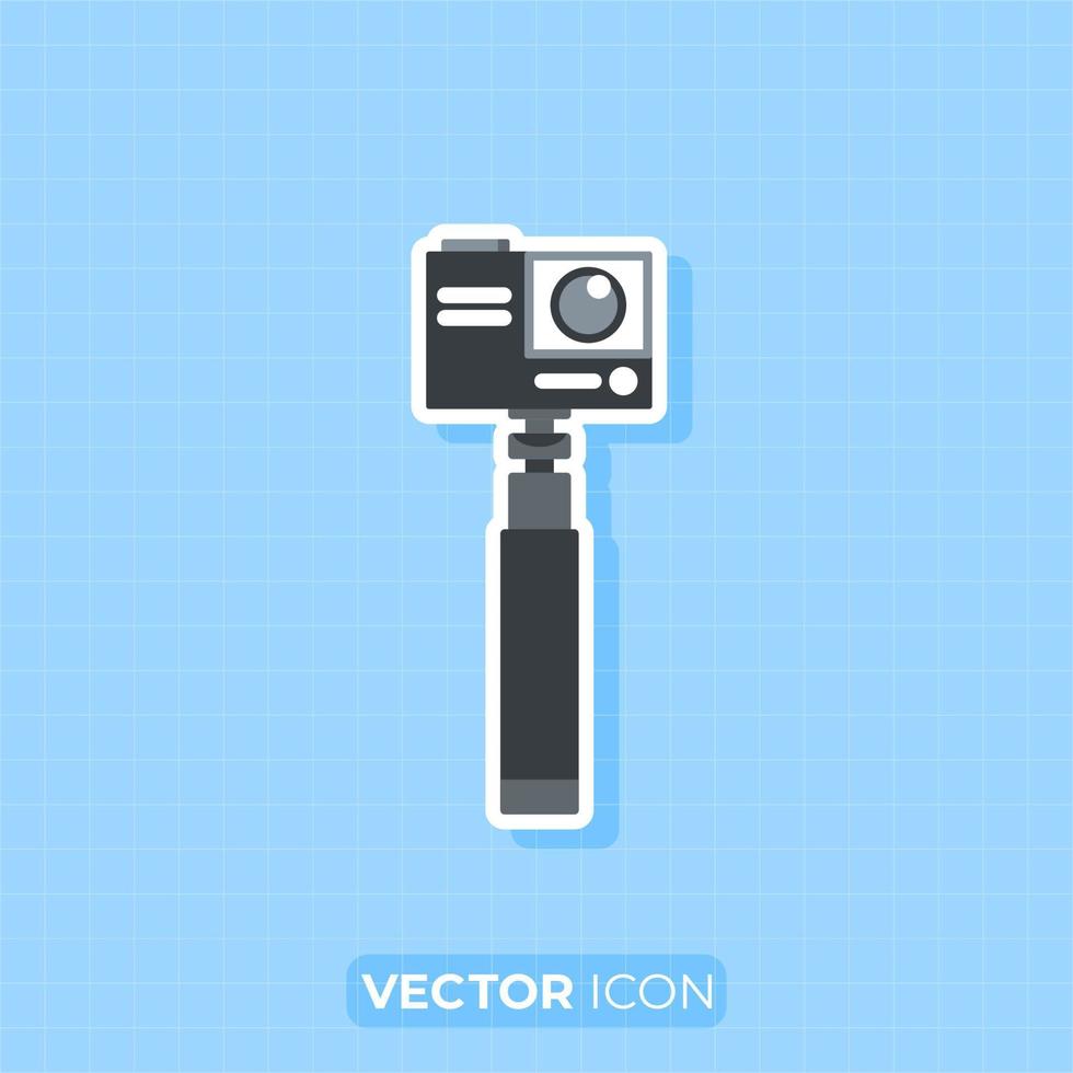 cámara de acción en el icono del estabilizador, elemento de diseño plano. vector