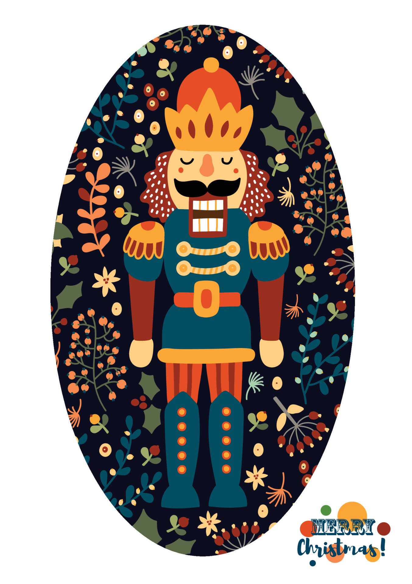 Nutcracker and winter floral. Cute Christmas vector card. 12051183
