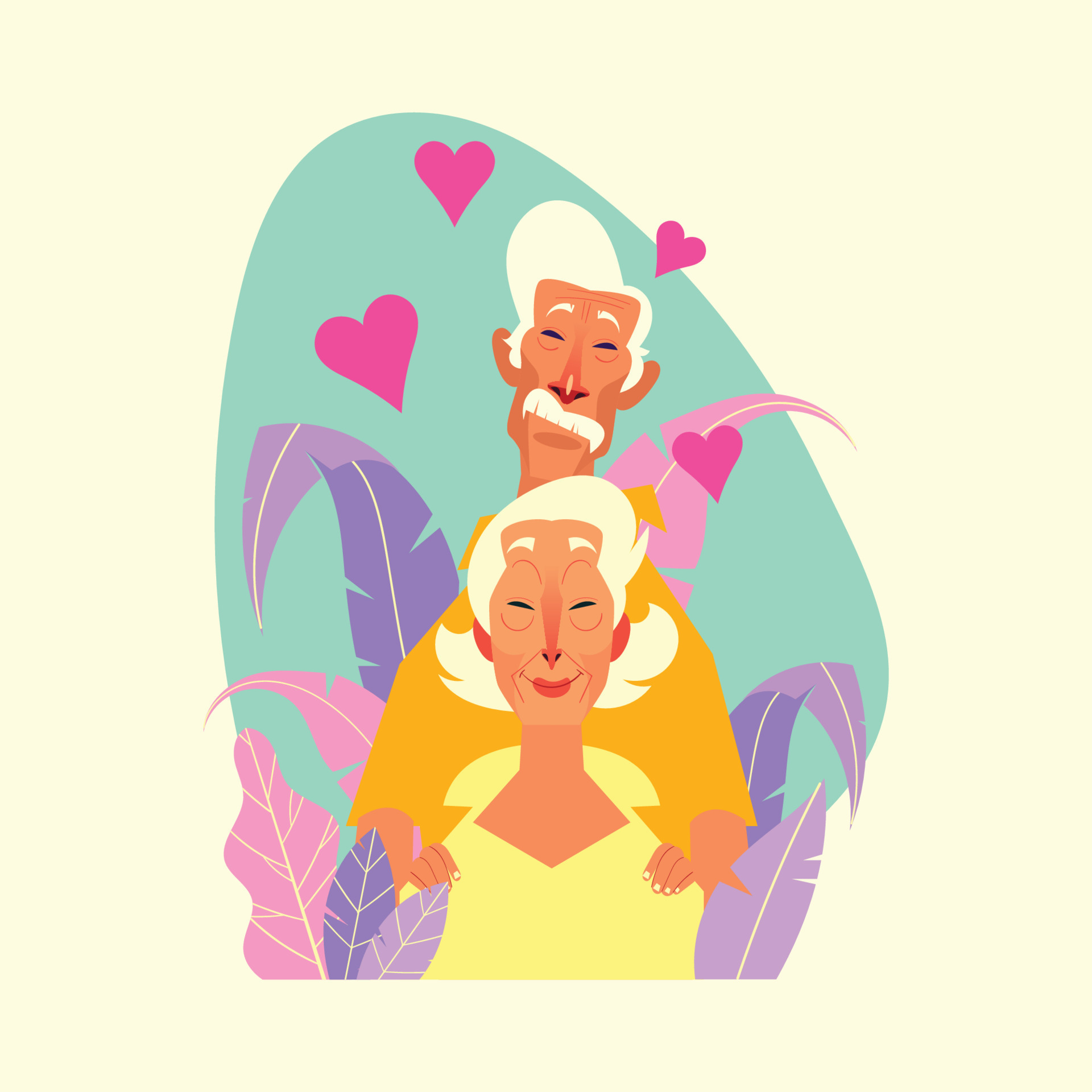 Old Couple in Yellow Suits 12051186 Vector Art at Vecteezy