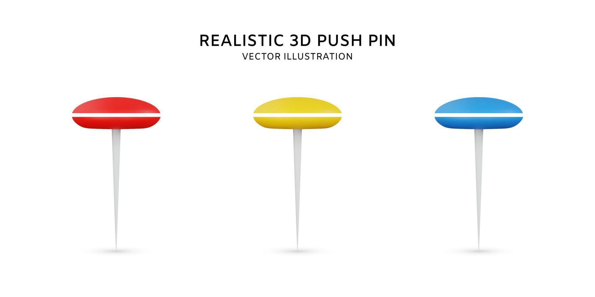 Realistic 3d push pin vector illustration