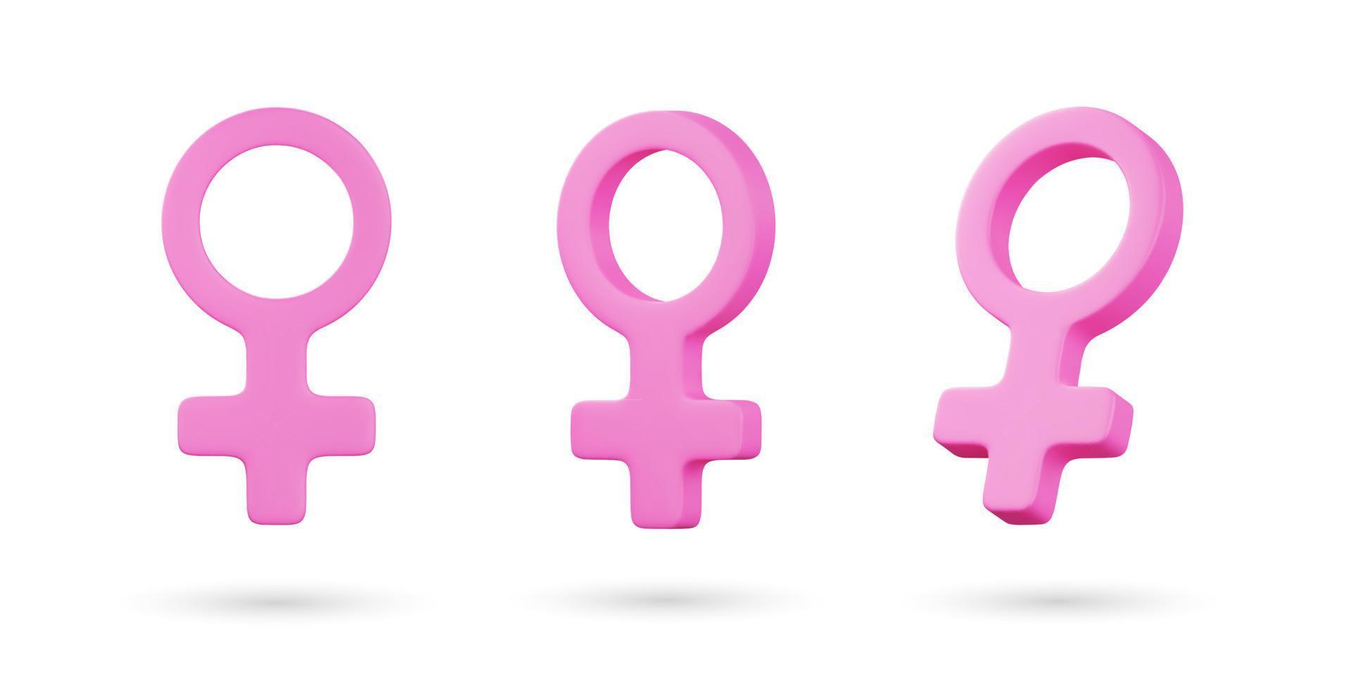 Realistic 3d female gender sign vector illustration