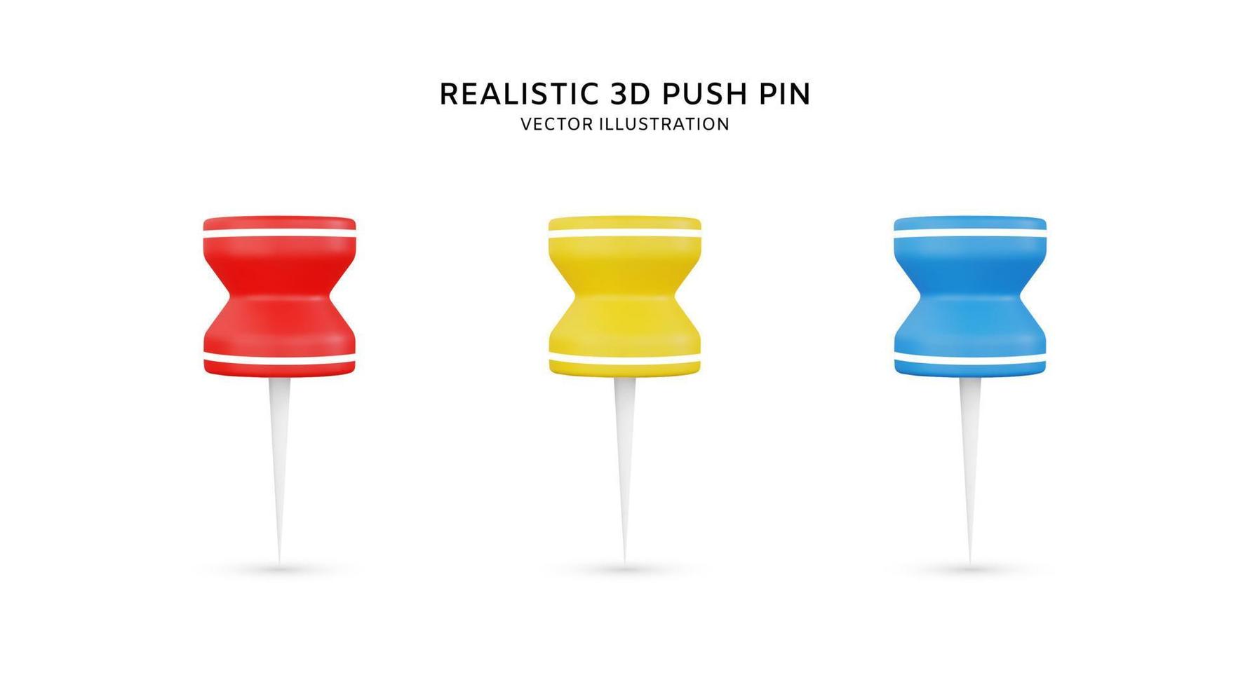 Realistic 3d push pin vector illustration