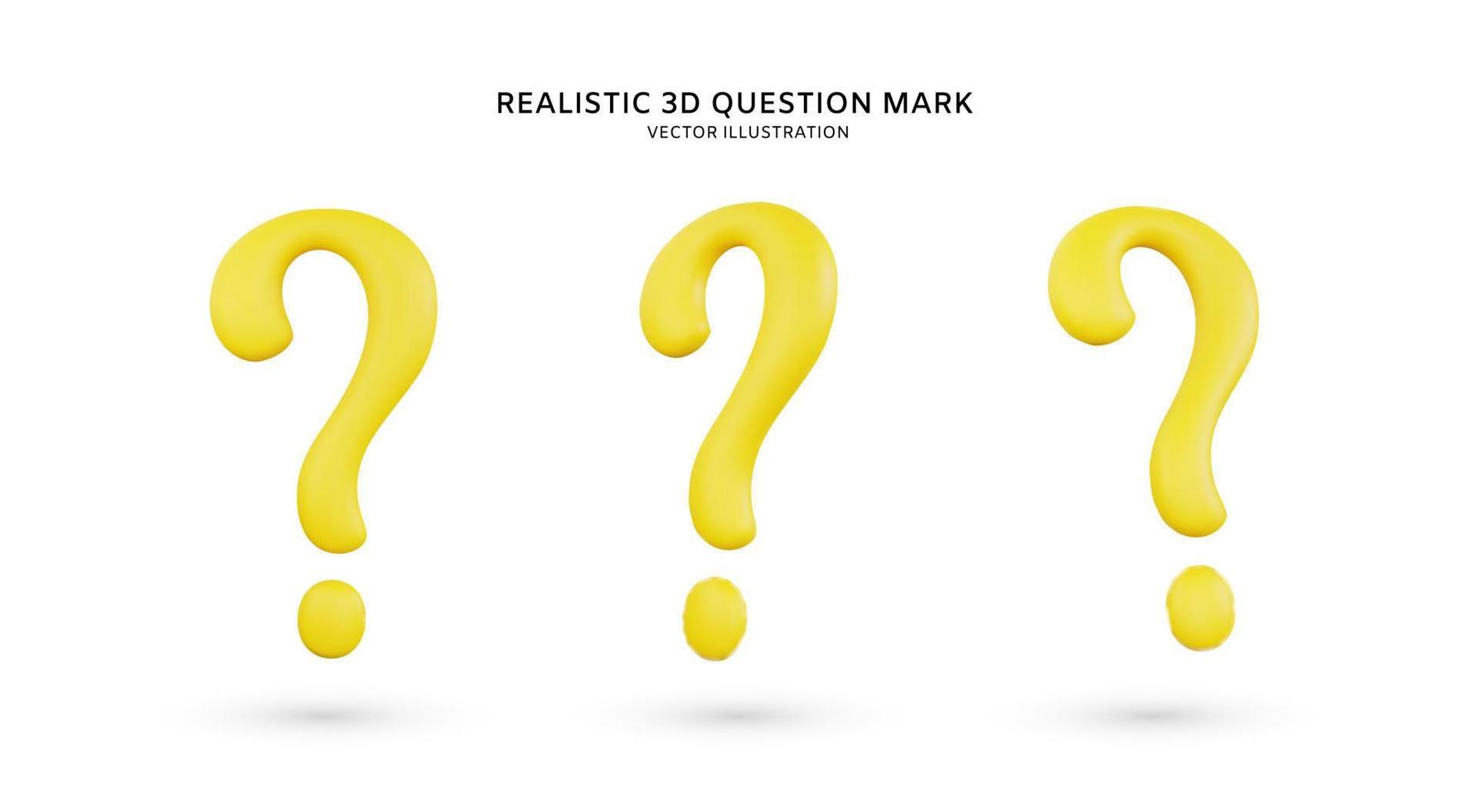 Realistic 3d yellow question mark vector illustration