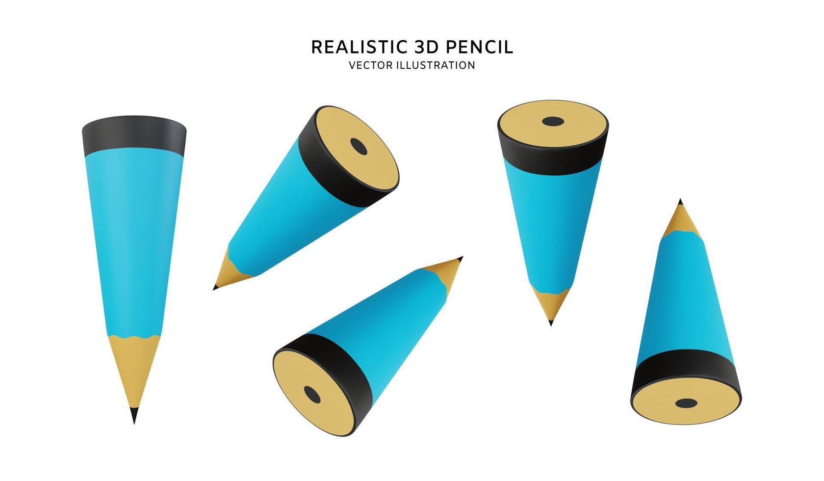 Realistic 3d pencil vector illustration