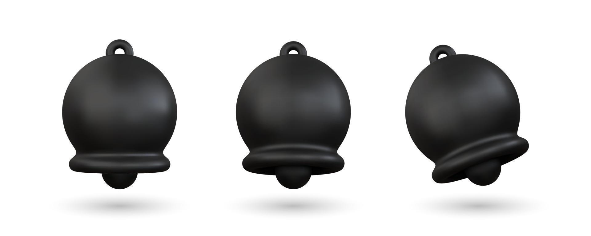 Realistic 3d black bell vector illustration